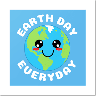 Cute Kawaii Planet Earth day Everyday Posters and Art